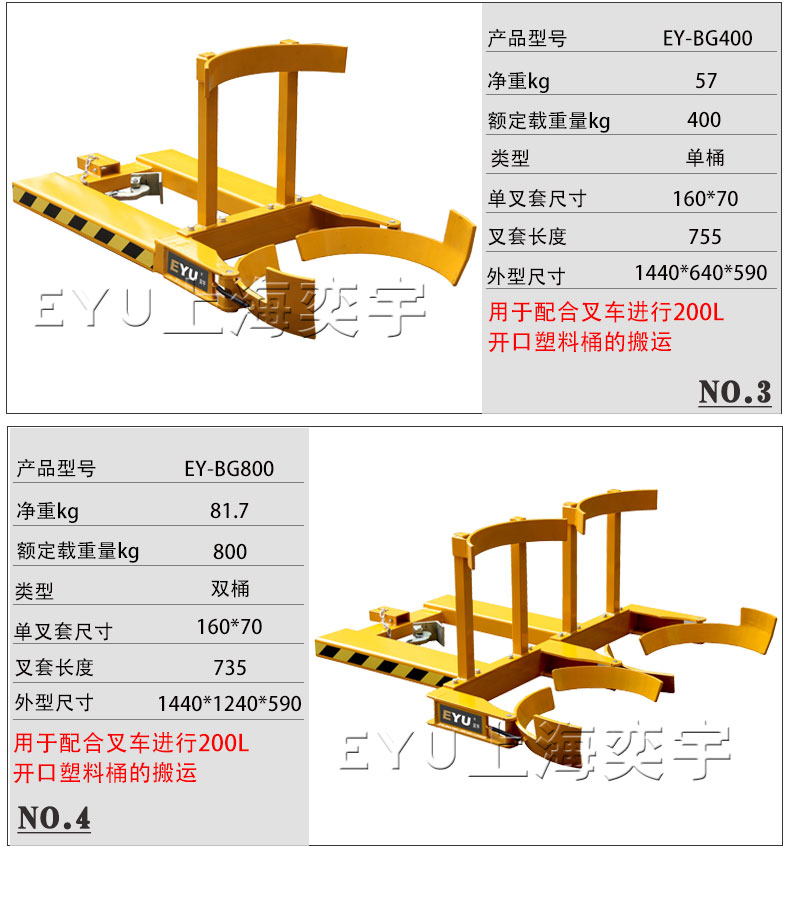 叉車用抱式油桶搬運夾